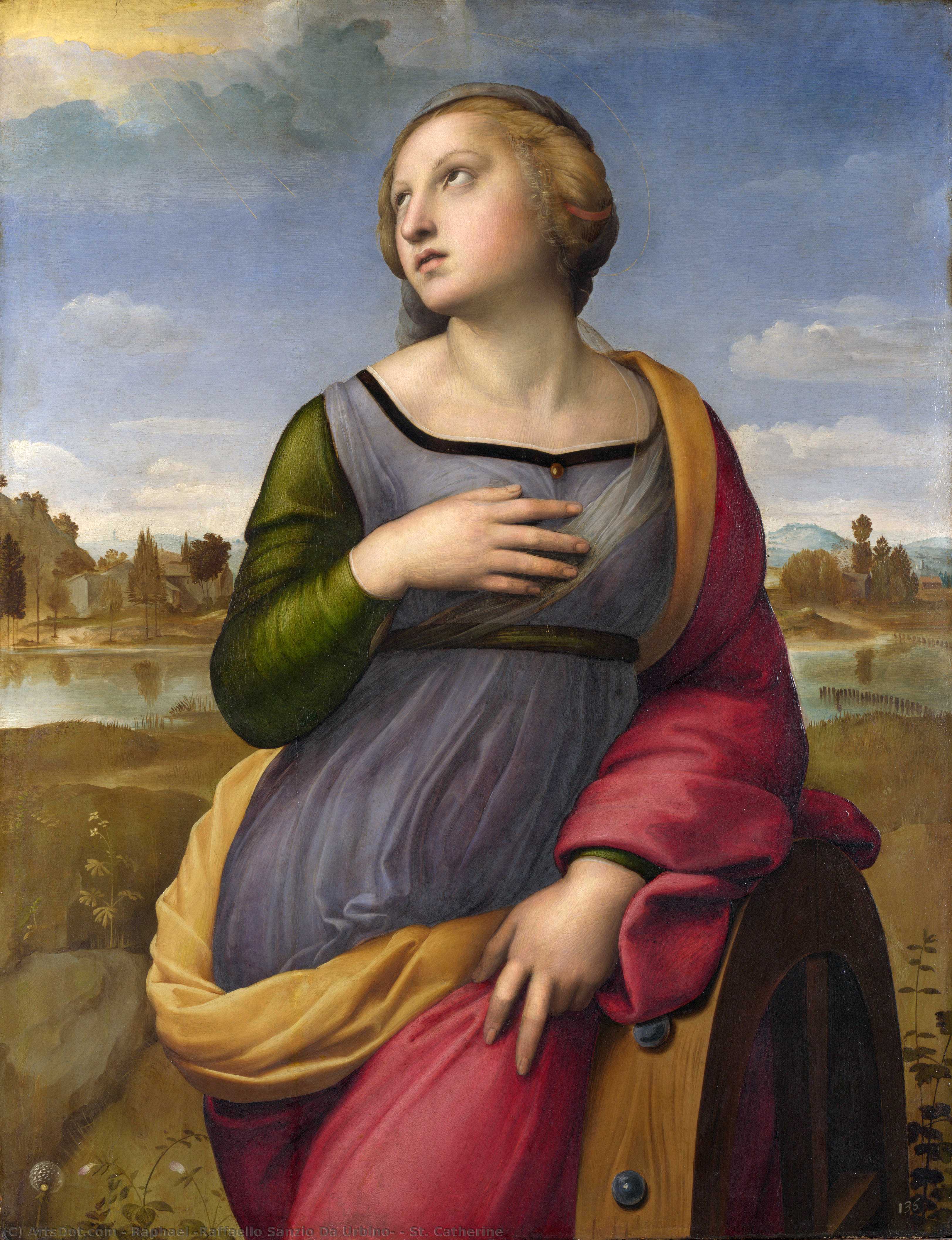 Wikoo.org - موسوعة الفنون الجميلة - اللوحة، العمل الفني Raphael (Raffaello Sanzio Da Urbino) - St. Catherine