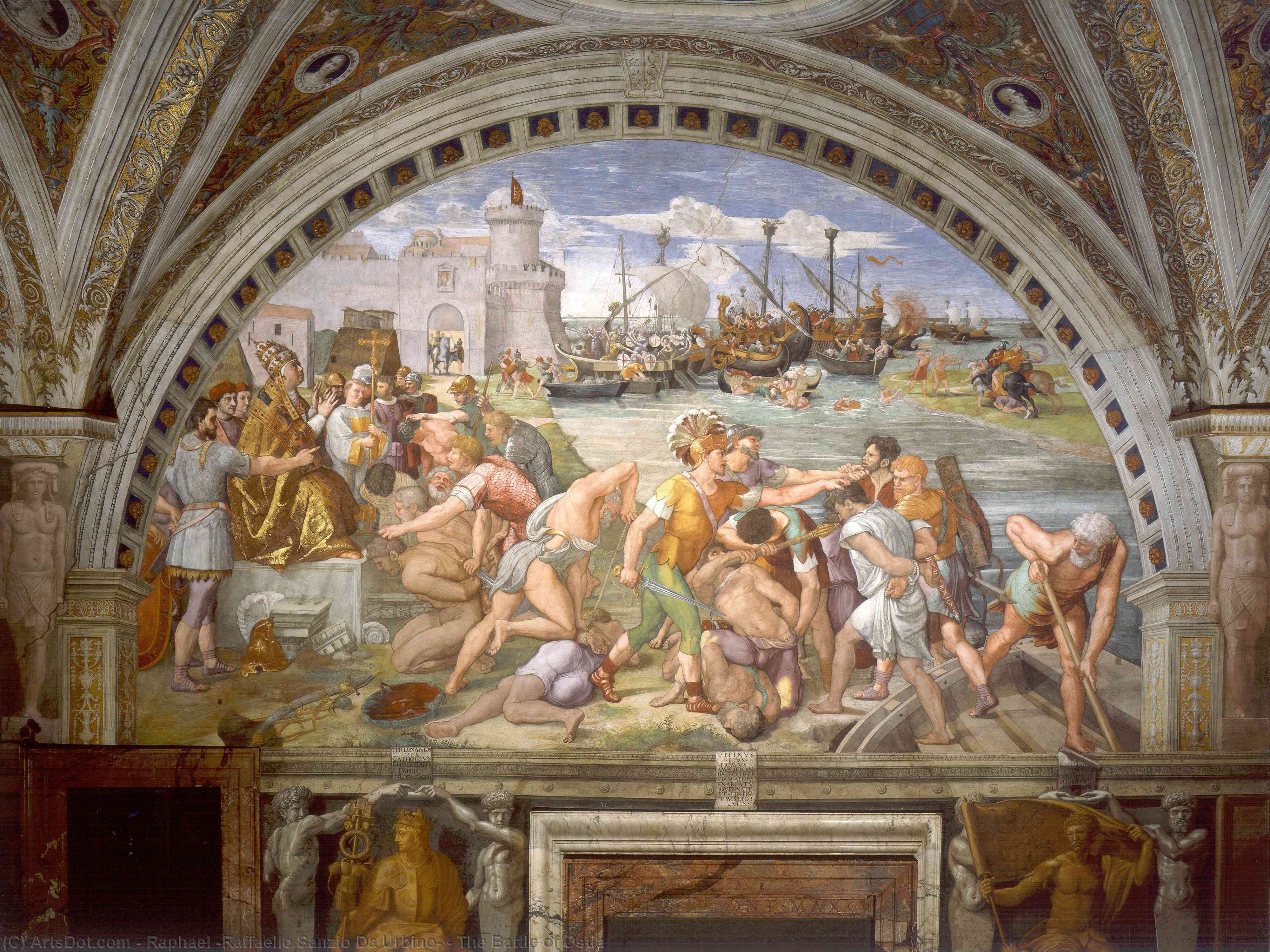 WikiOO.org - 백과 사전 - 회화, 삽화 Raphael (Raffaello Sanzio Da Urbino) - The Battle of Ostia