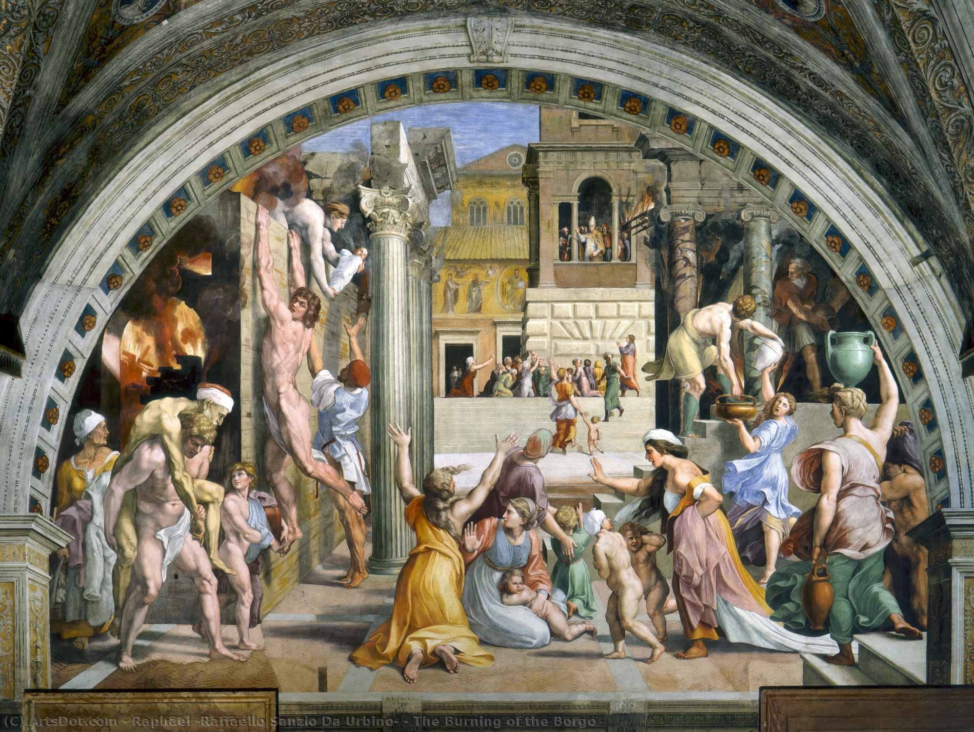WikiOO.org – 美術百科全書 - 繪畫，作品 Raphael (Raffaello Sanzio Da Urbino) - borgo的燃烧