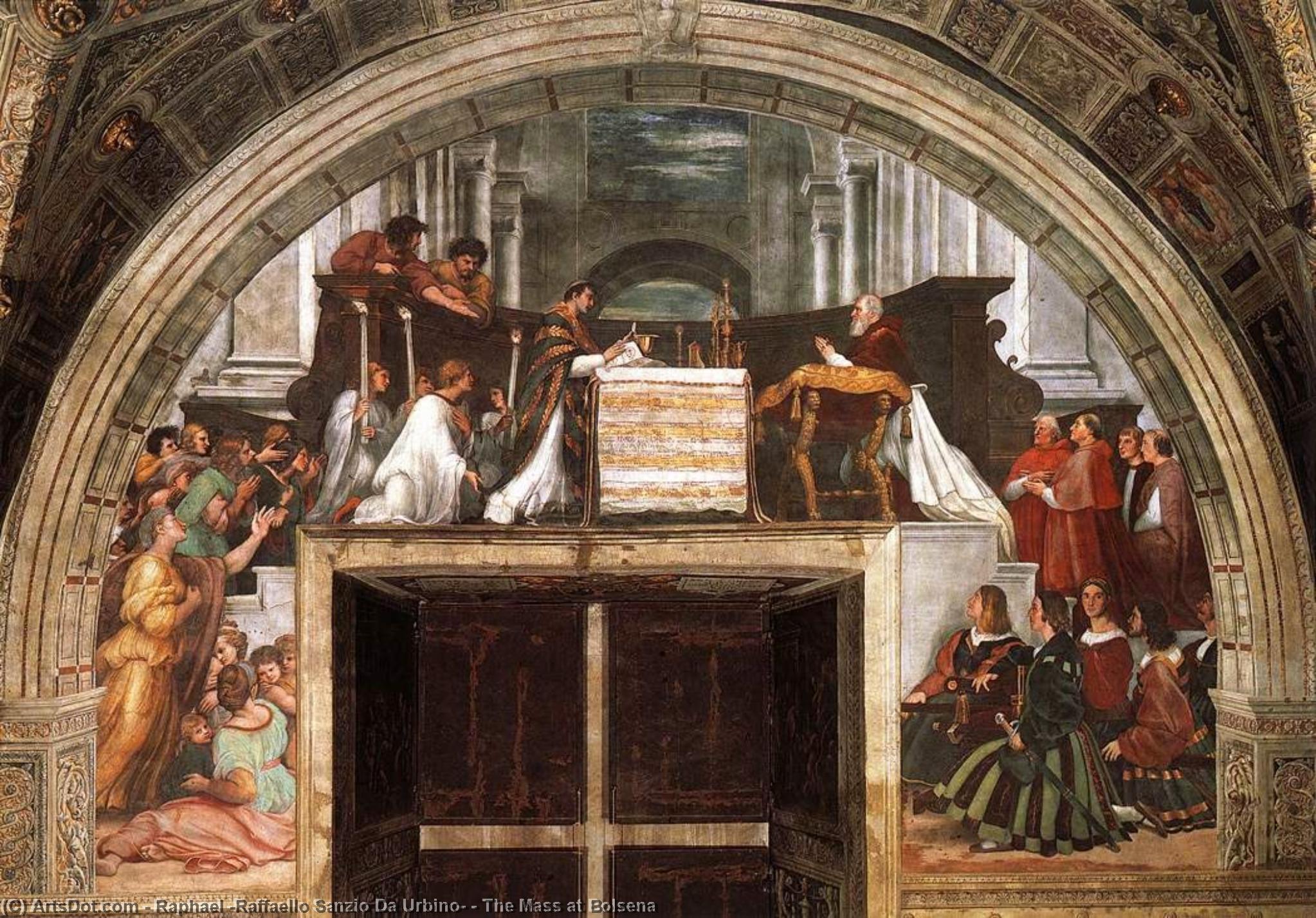 Wikioo.org - สารานุกรมวิจิตรศิลป์ - จิตรกรรม Raphael (Raffaello Sanzio Da Urbino) - The Mass at Bolsena