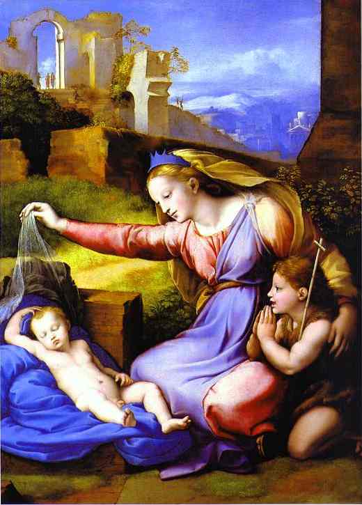 WikiOO.org - Enciklopedija dailės - Tapyba, meno kuriniai Raphael (Raffaello Sanzio Da Urbino) - The Virgin with the Veil