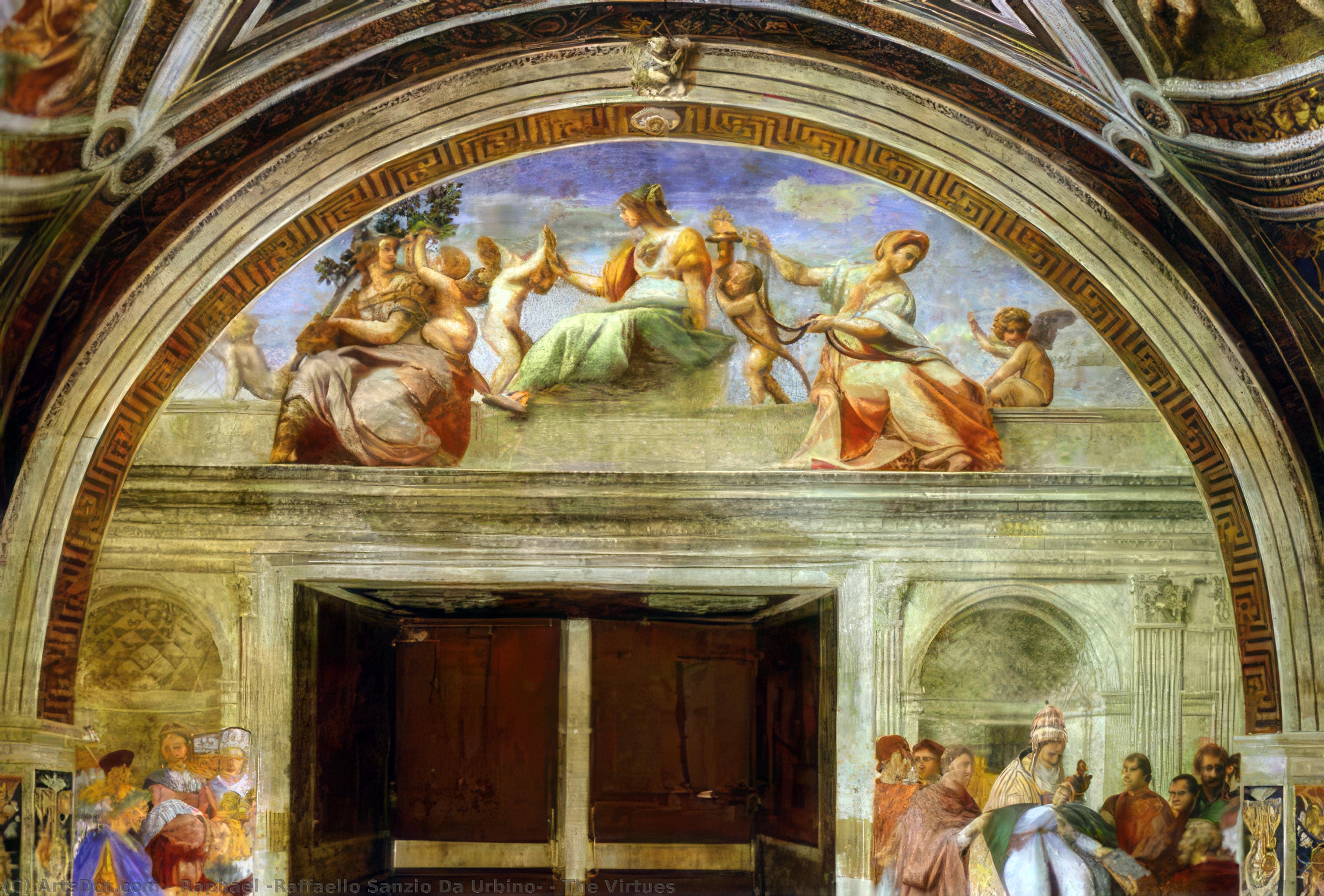 Wikoo.org - موسوعة الفنون الجميلة - اللوحة، العمل الفني Raphael (Raffaello Sanzio Da Urbino) - The Virtues