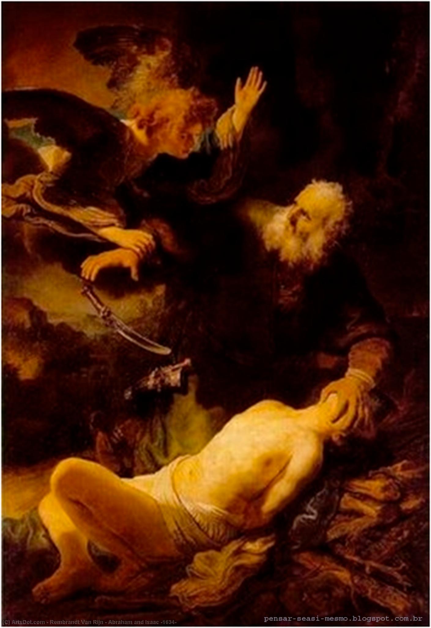 Wikioo.org - Bách khoa toàn thư về mỹ thuật - Vẽ tranh, Tác phẩm nghệ thuật Rembrandt Van Rijn - Abraham and Isaac [1634]