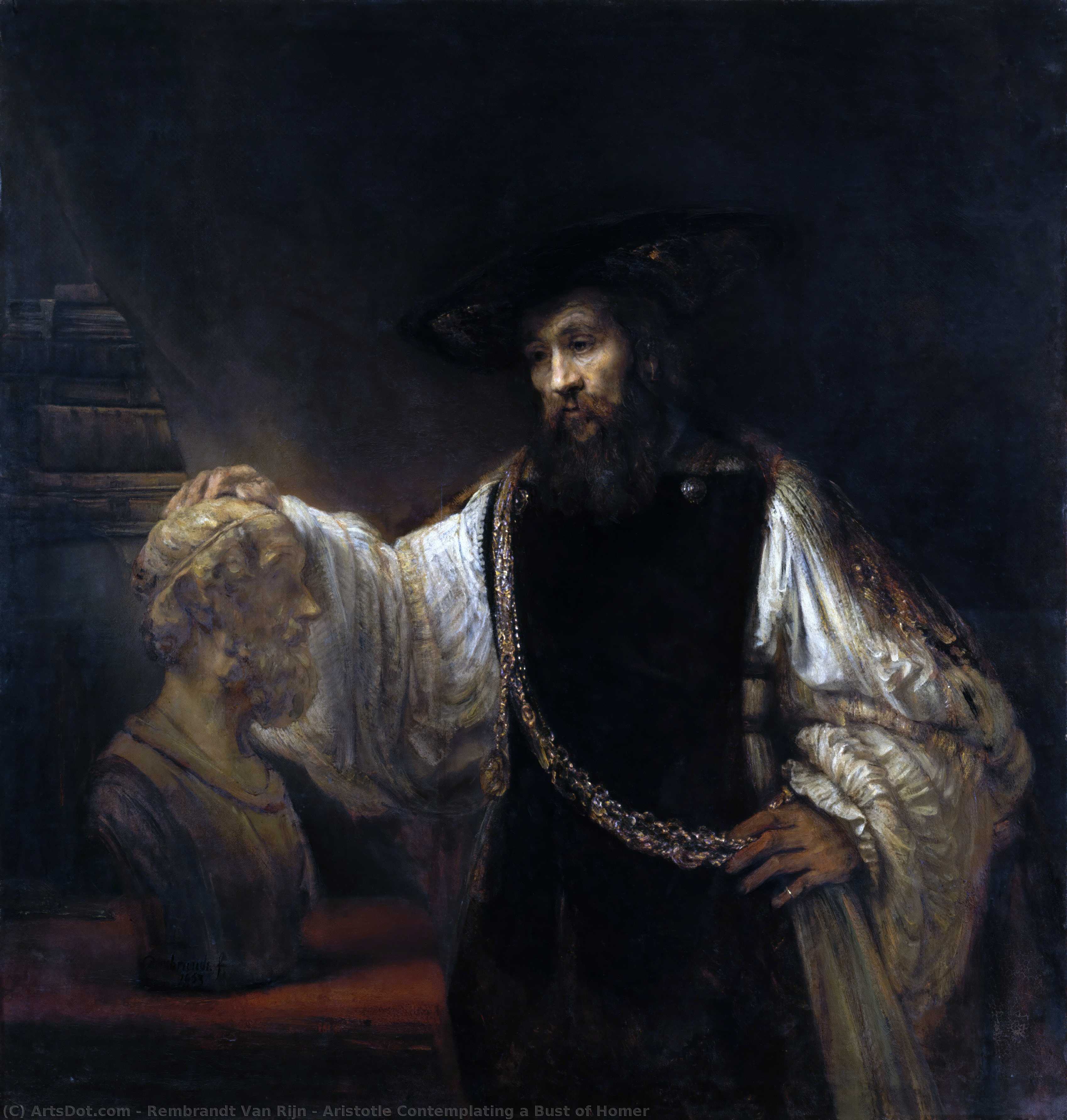 Wikioo.org - The Encyclopedia of Fine Arts - Painting, Artwork by Rembrandt Van Rijn - Aristotle Contemplating a Bust of Homer