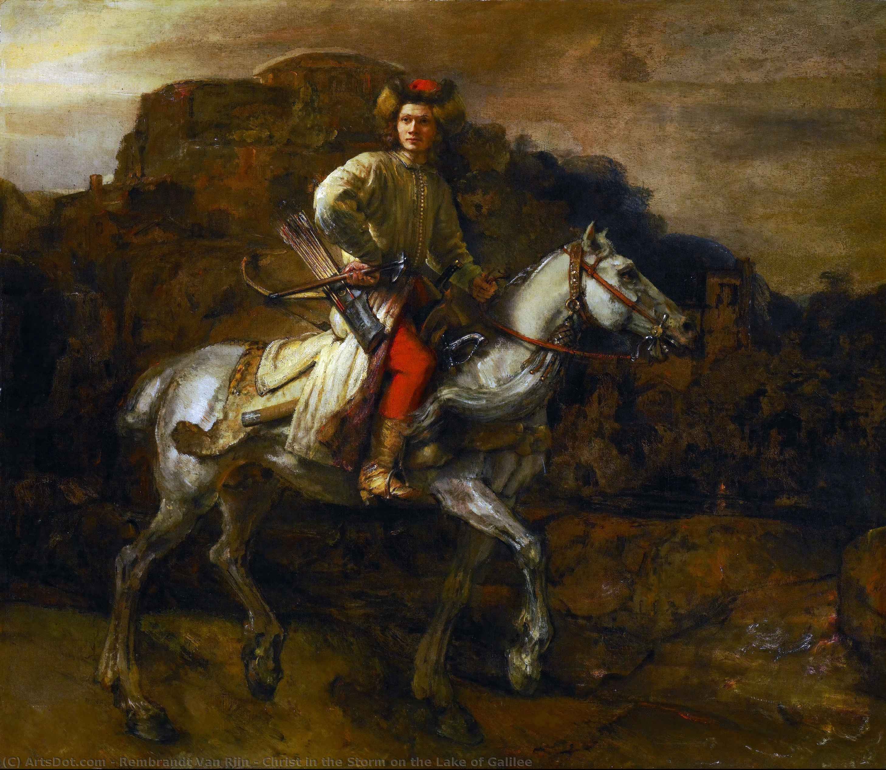 Wikioo.org – La Enciclopedia de las Bellas Artes - Pintura, Obras de arte de Rembrandt Van Rijn - cristo en el tormenta en el lago de galilea