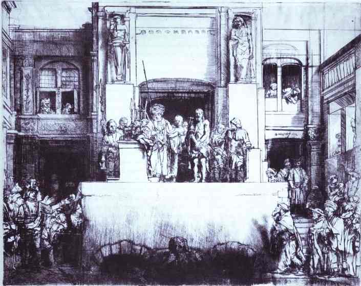 WikiOO.org – 美術百科全書 - 繪畫，作品 Rembrandt Van Rijn -  基督  显示  到 人民