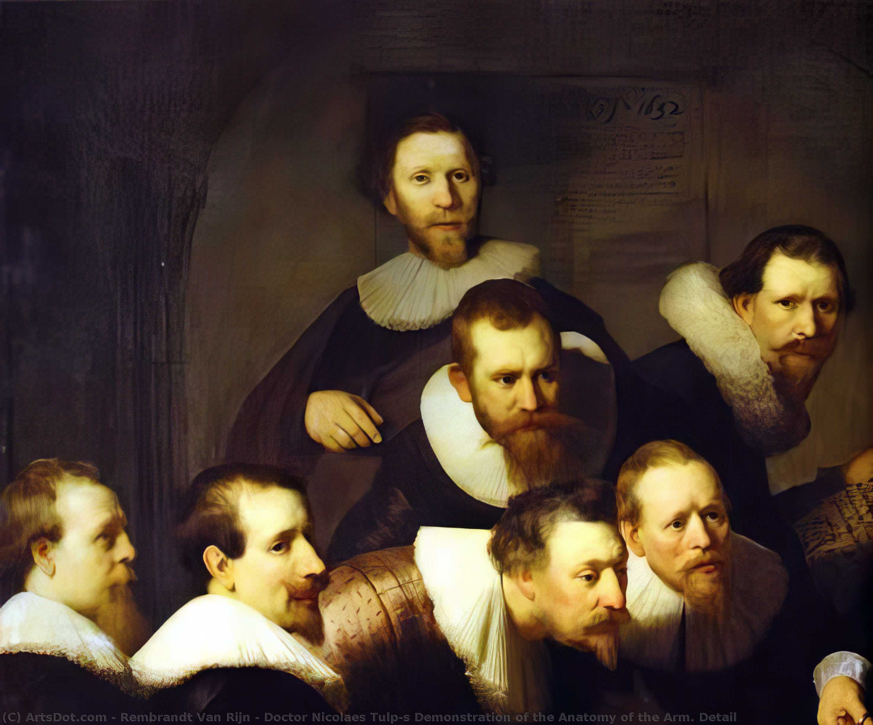 WikiOO.org – 美術百科全書 - 繪畫，作品 Rembrandt Van Rijn - 尼古拉斯医生 Tulp's 手臂解剖学示范 . 详情