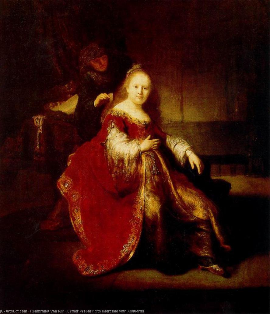 WikiOO.org - Енциклопедия за изящни изкуства - Живопис, Произведения на изкуството Rembrandt Van Rijn - Esther Preparing to Intercede with Assuerus