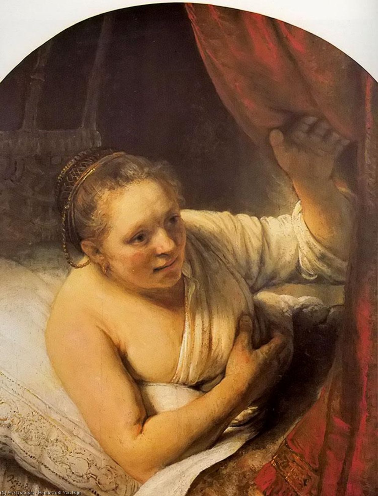 WikiOO.org - Энциклопедия изобразительного искусства - Живопись, Картины  Rembrandt Van Rijn - Хендрикье в постель