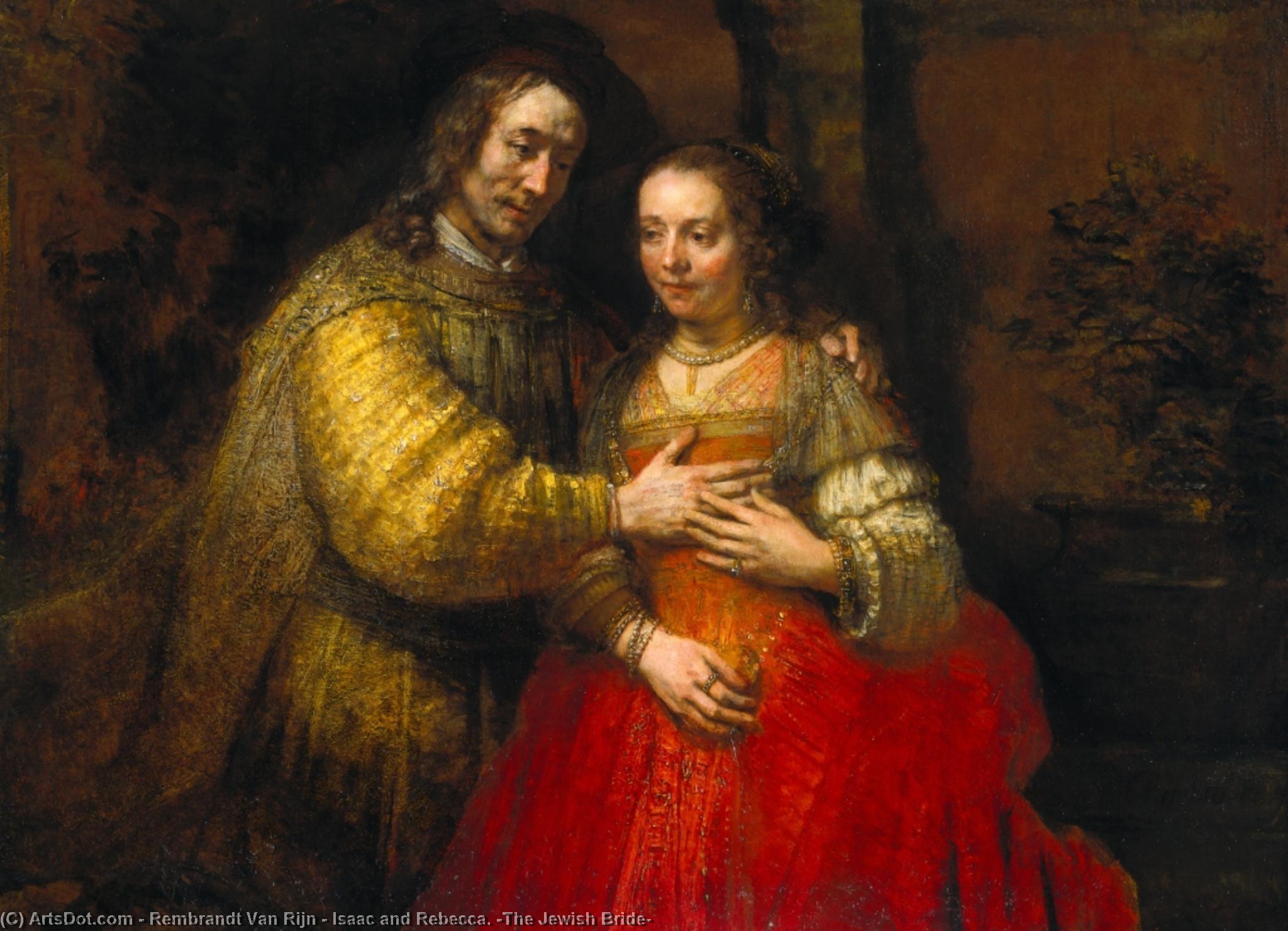 Wikioo.org - The Encyclopedia of Fine Arts - Painting, Artwork by Rembrandt Van Rijn - Isaac and Rebecca. (The Jewish Bride)