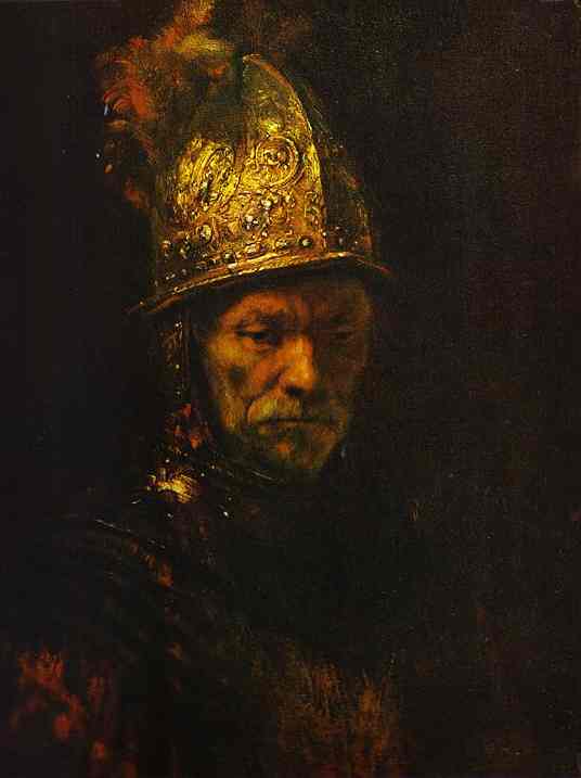 Wikioo.org – La Enciclopedia de las Bellas Artes - Pintura, Obras de arte de Rembrandt Van Rijn - hombre en un casco de oro