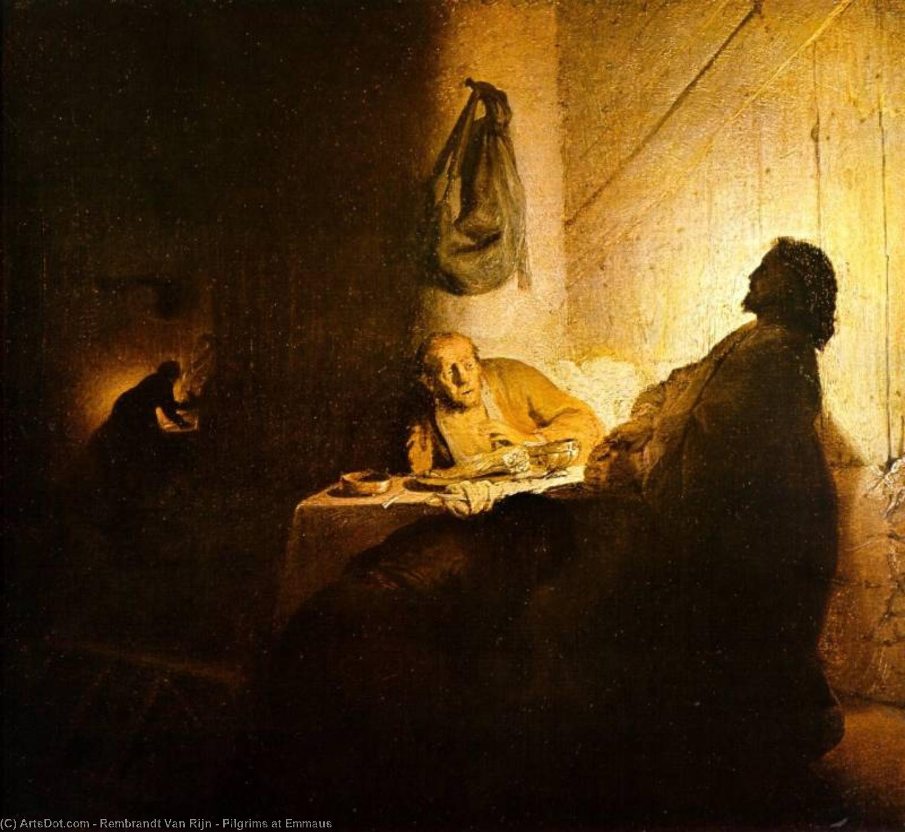 Wikioo.org - Encyklopedia Sztuk Pięknych - Malarstwo, Grafika Rembrandt Van Rijn - Pilgrims at Emmaus