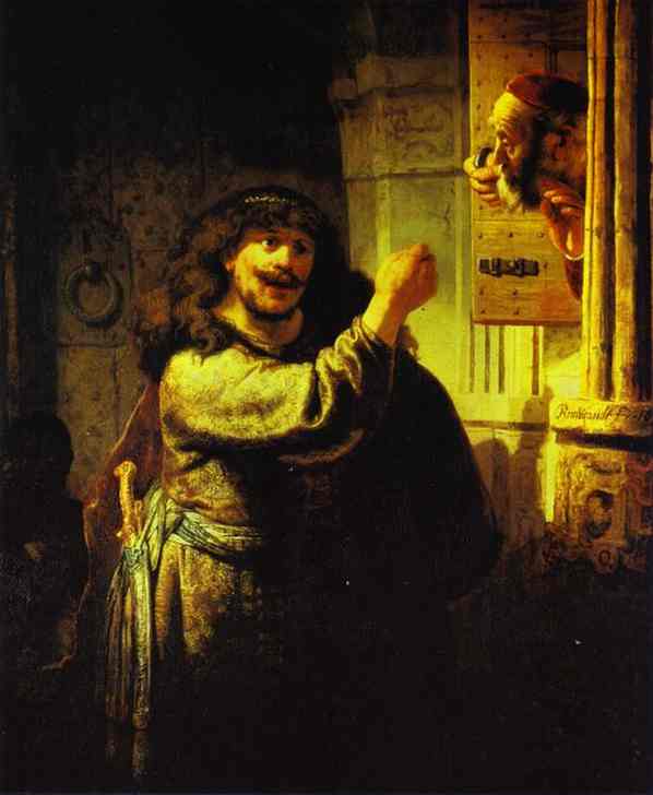 WikiOO.org - אנציקלופדיה לאמנויות יפות - ציור, יצירות אמנות Rembrandt Van Rijn - Samson Accusing His Father-in-Law