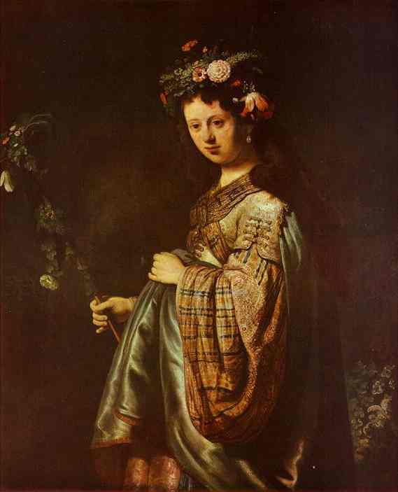 Wikioo.org - The Encyclopedia of Fine Arts - Painting, Artwork by Rembrandt Van Rijn - Saskia as Flora