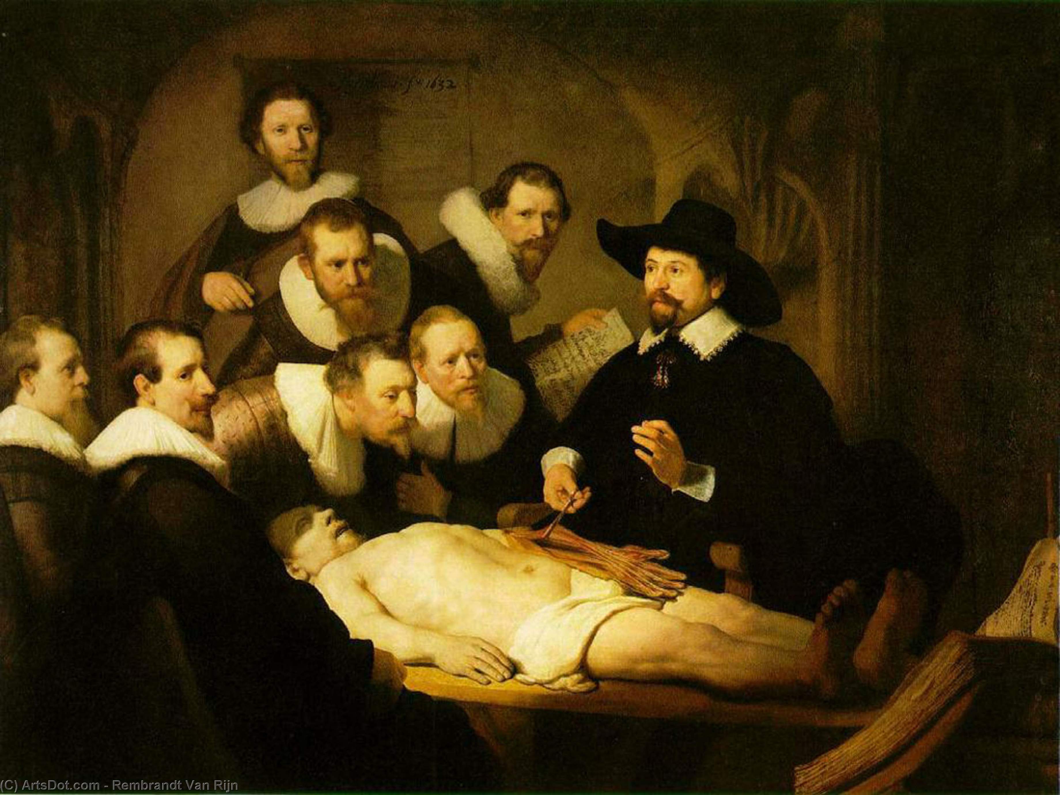 WikiOO.org - Güzel Sanatlar Ansiklopedisi - Resim, Resimler Rembrandt Van Rijn - The Anatomy Lecture of Dr. Nicolaes Tulp [1632]