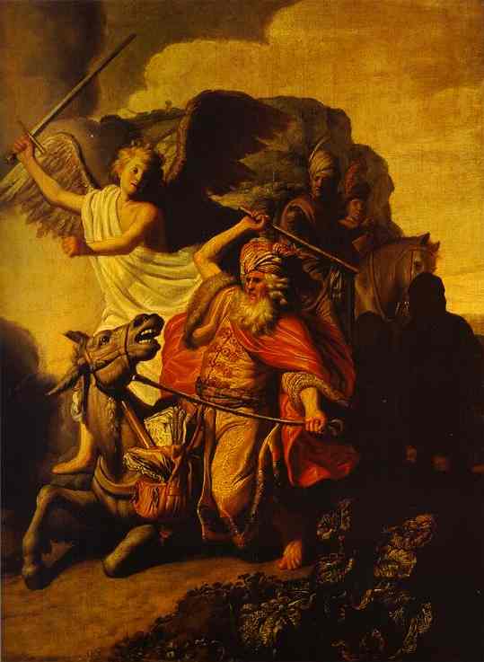 WikiOO.org - Güzel Sanatlar Ansiklopedisi - Resim, Resimler Rembrandt Van Rijn - The Ass of Balaam Talking before the Angel
