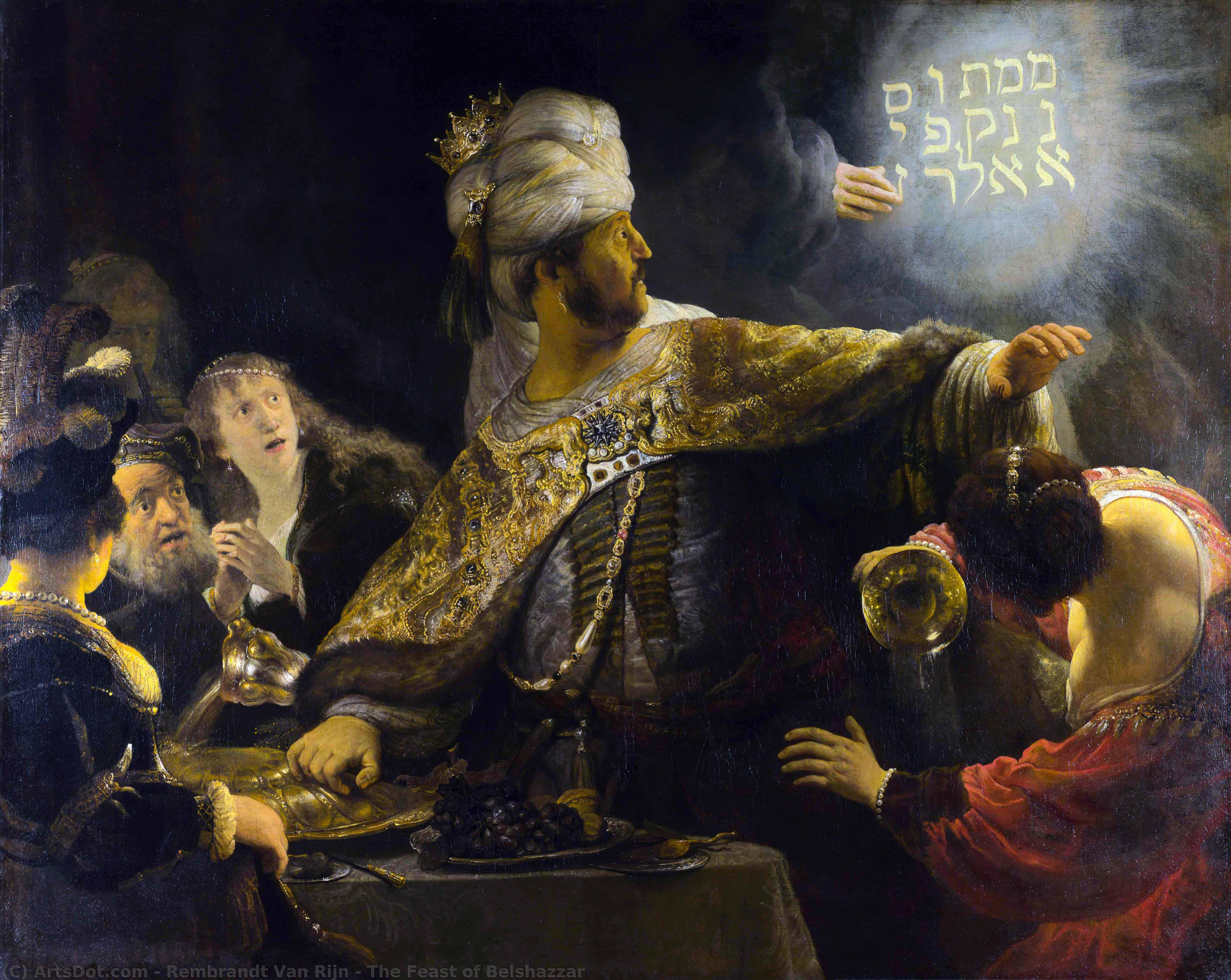 WikiOO.org - Enciclopédia das Belas Artes - Pintura, Arte por Rembrandt Van Rijn - The Feast of Belshazzar