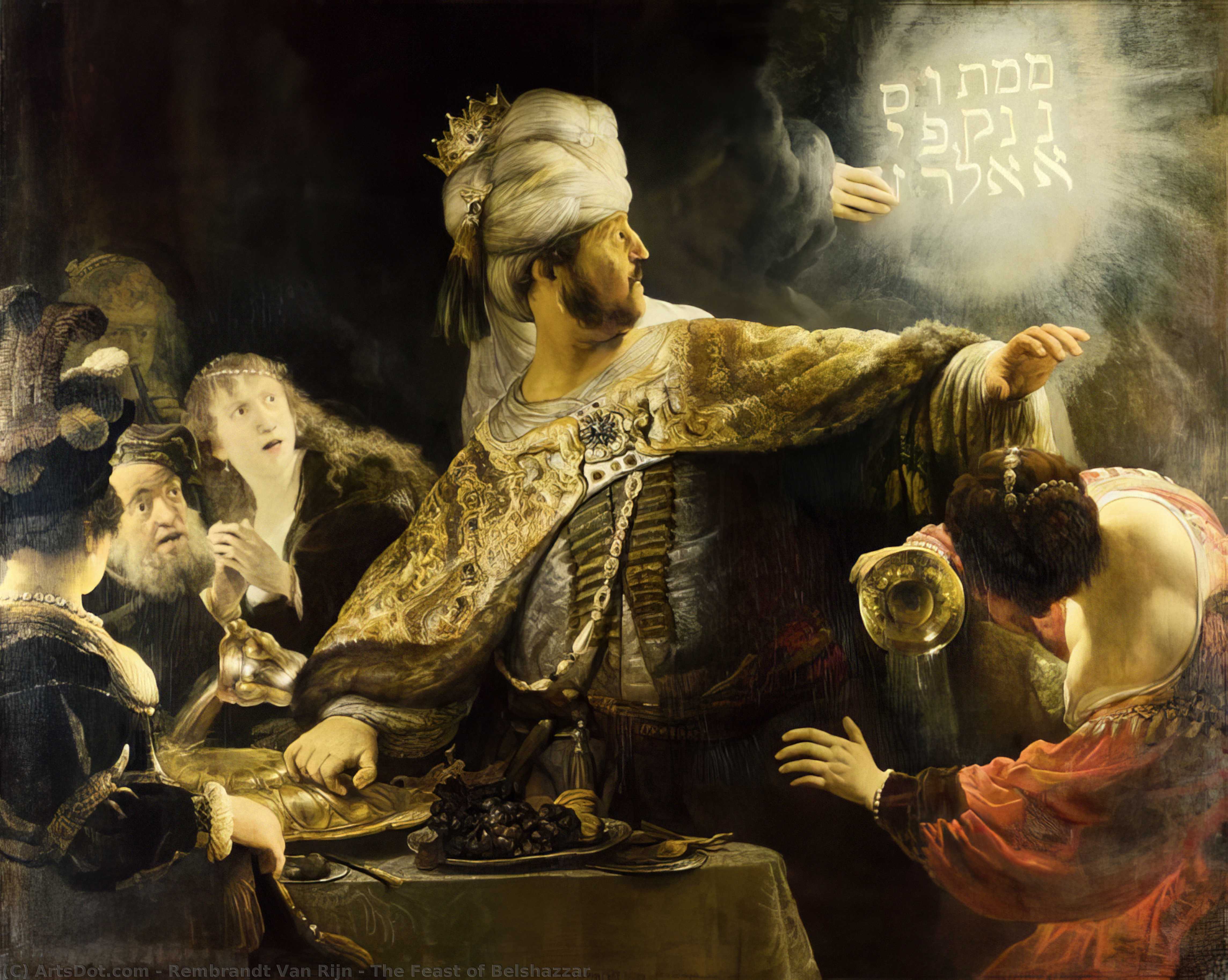Wikioo.org - Bách khoa toàn thư về mỹ thuật - Vẽ tranh, Tác phẩm nghệ thuật Rembrandt Van Rijn - The Feast of Belshazzar