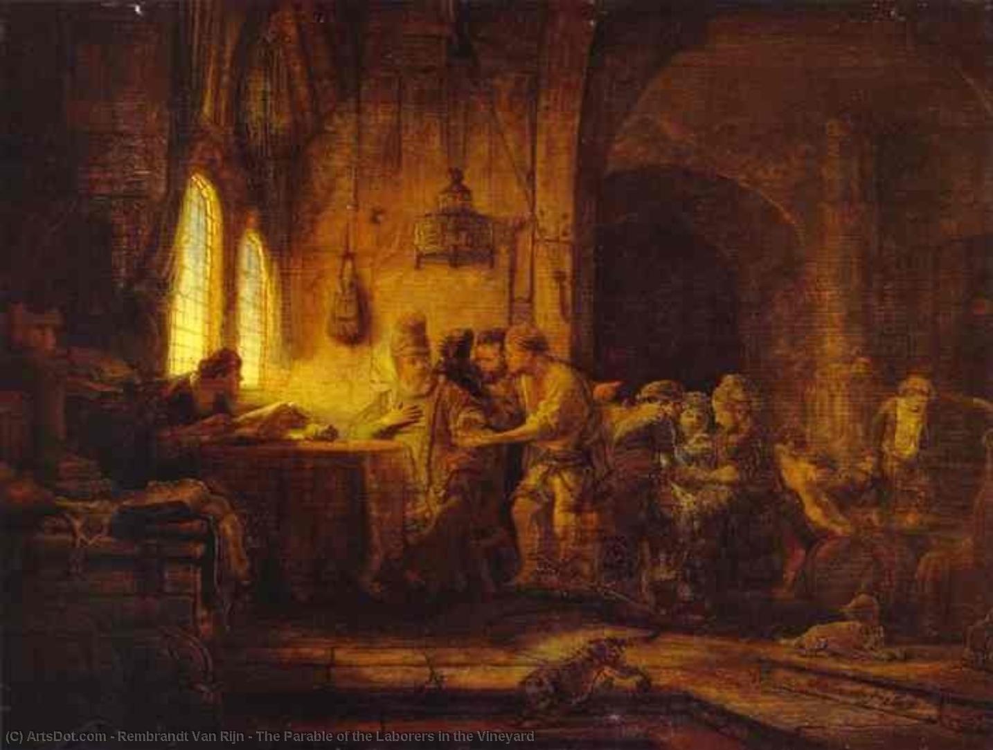 WikiOO.org – 美術百科全書 - 繪畫，作品 Rembrandt Van Rijn - 劳动者在葡萄园的比喻