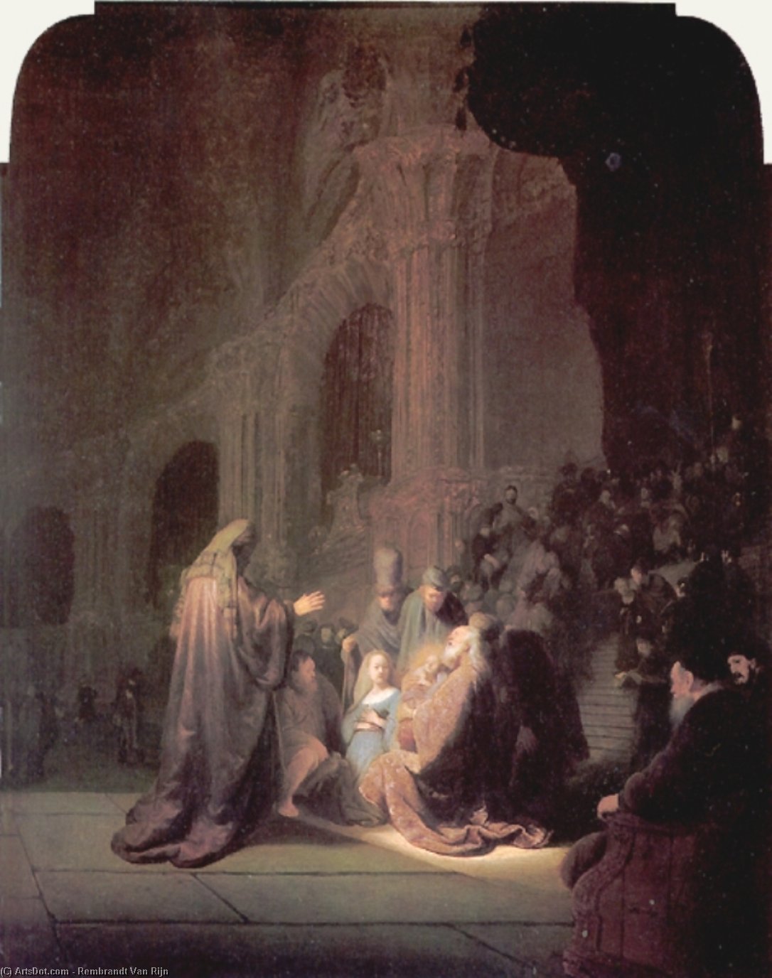WikiOO.org – 美術百科全書 - 繪畫，作品 Rembrandt Van Rijn -  的  演示  耶稣  在  寺
