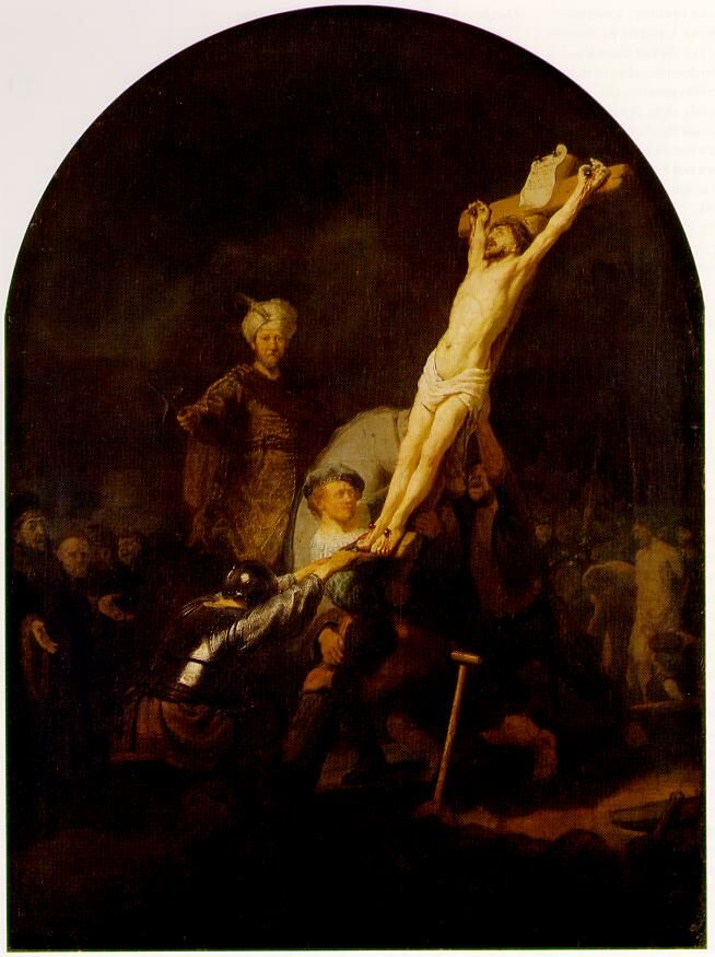 Wikoo.org - موسوعة الفنون الجميلة - اللوحة، العمل الفني Rembrandt Van Rijn - The raising of the cross [c. 1633]