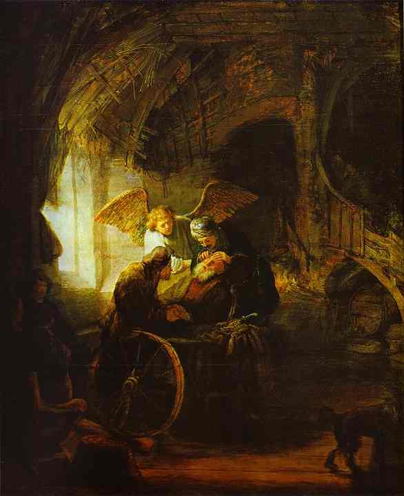 WikiOO.org - אנציקלופדיה לאמנויות יפות - ציור, יצירות אמנות Rembrandt Van Rijn - Tobias Returns Sight to His Father