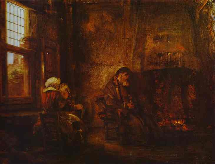 WikiOO.org - Encyclopedia of Fine Arts - Schilderen, Artwork Rembrandt Van Rijn - Tobit and Anna