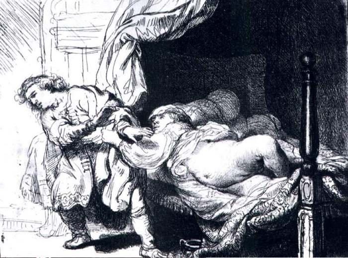 Wikioo.org - The Encyclopedia of Fine Arts - Painting, Artwork by Rembrandt Van Rijn - Joseph Et La Femme De Potiphar, bnf