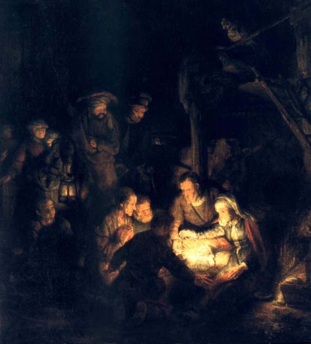 Wikioo.org – La Enciclopedia de las Bellas Artes - Pintura, Obras de arte de Rembrandt Van Rijn - L Adoración des bergers , múnich