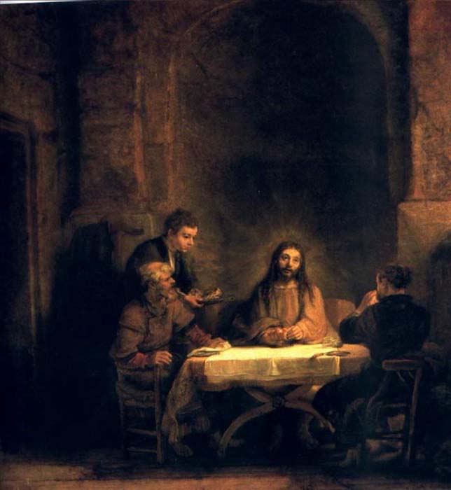 Wikioo.org – L'Encyclopédie des Beaux Arts - Peinture, Oeuvre de Rembrandt Van Rijn - les pèlerins Ré  Emmaüs  Persienne