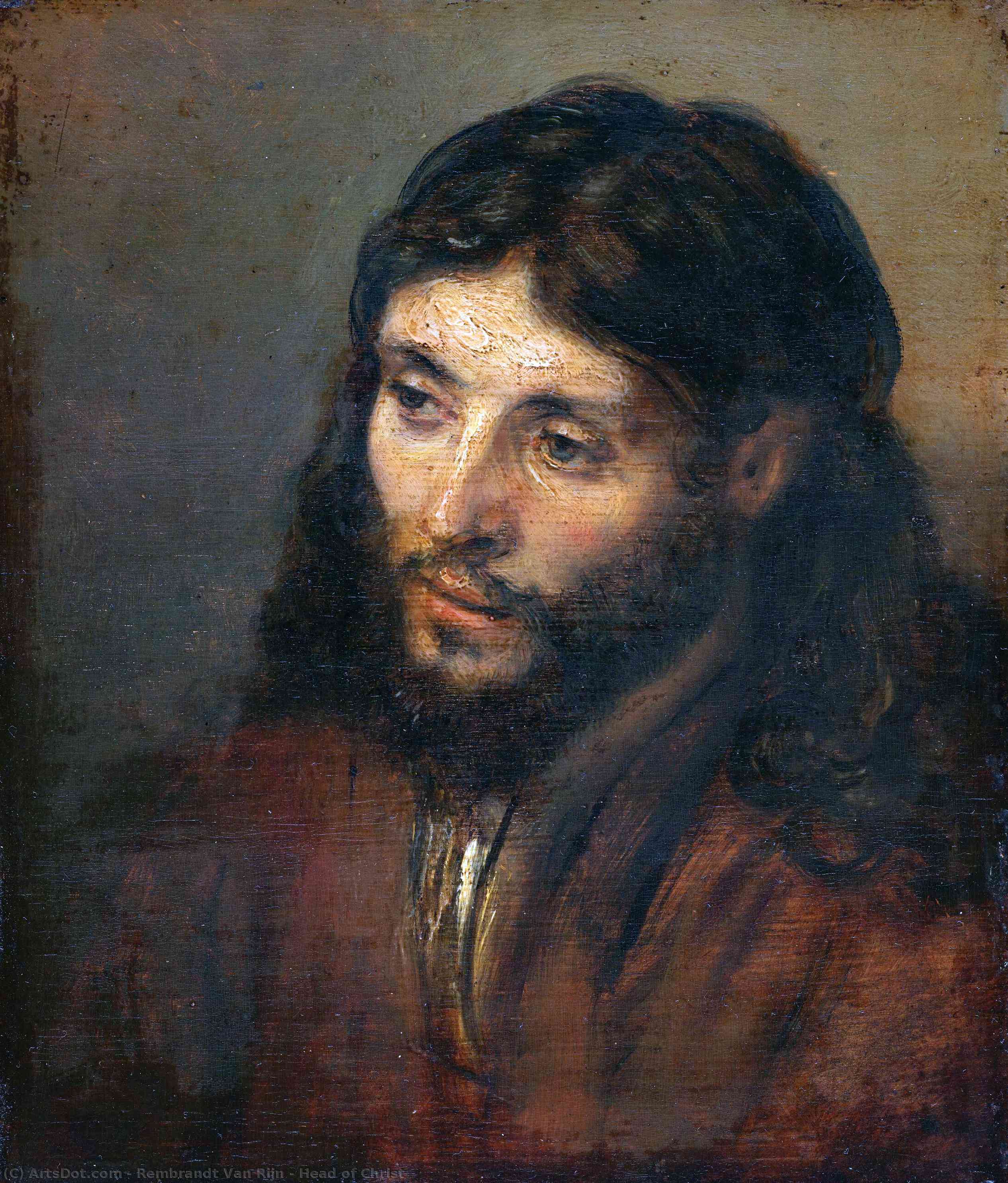 WikiOO.org - Енциклопедия за изящни изкуства - Живопис, Произведения на изкуството Rembrandt Van Rijn - Head of Christ