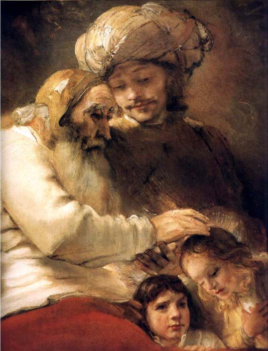 Wikioo.org – L'Enciclopedia delle Belle Arti - Pittura, Opere di Rembrandt Van Rijn - Giacobbe benissant le fils de giuseppe Particolare , kassel