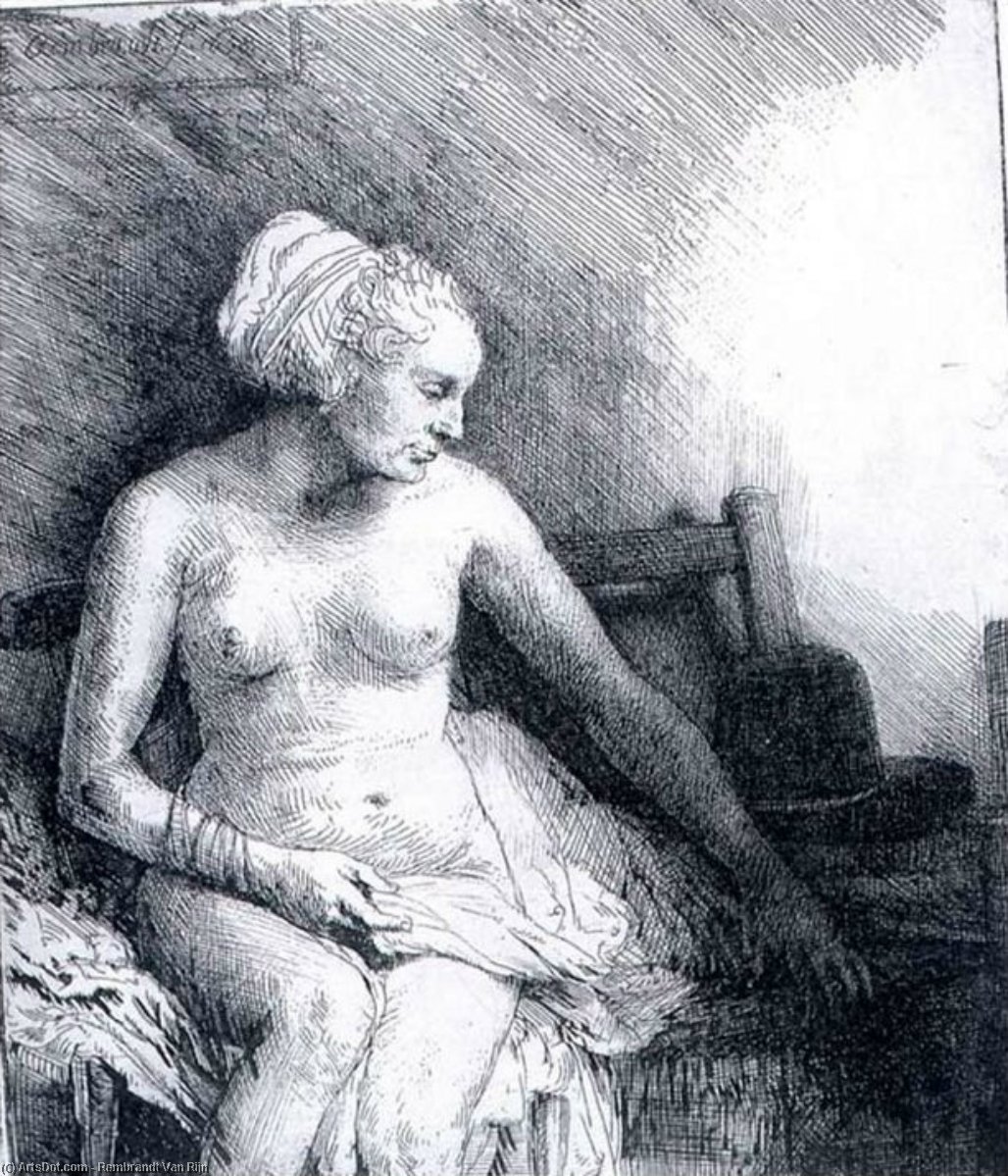 Wikioo.org - The Encyclopedia of Fine Arts - Painting, Artwork by Rembrandt Van Rijn - Femme Nue Avec Un Chapeau, louvre