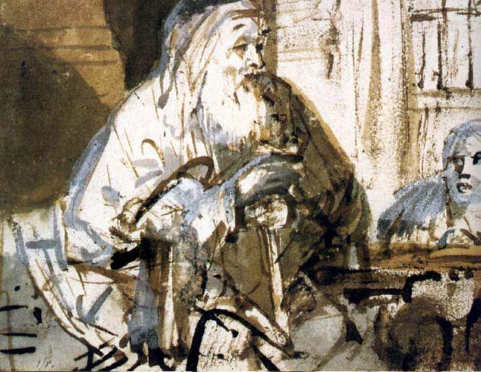 WikiOO.org - Encyclopedia of Fine Arts - Schilderen, Artwork Rembrandt Van Rijn - Homere Dictant A Un Scribe, stockholm