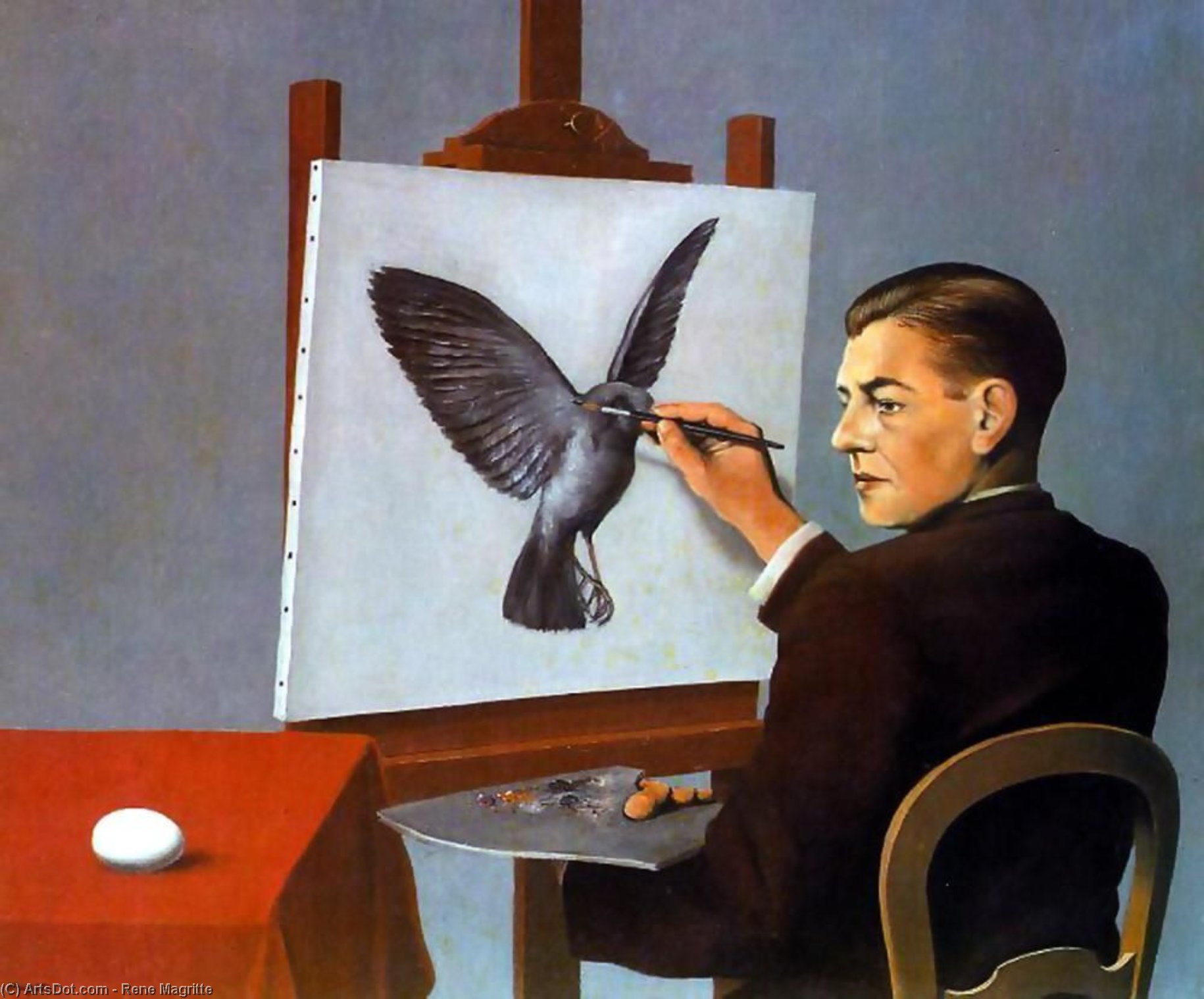 Wikoo.org - موسوعة الفنون الجميلة - اللوحة، العمل الفني Rene Magritte - Clairvoyance