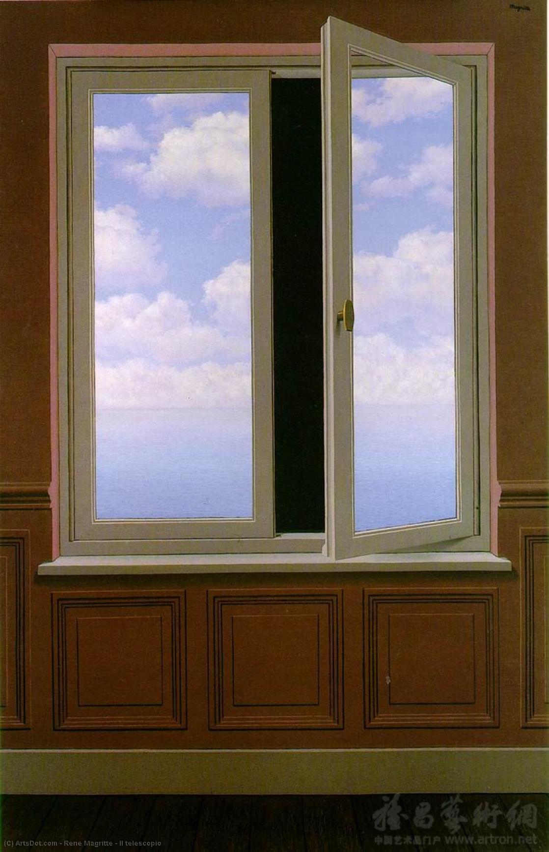 Wikioo.org - The Encyclopedia of Fine Arts - Painting, Artwork by Rene Magritte - Il telescopio