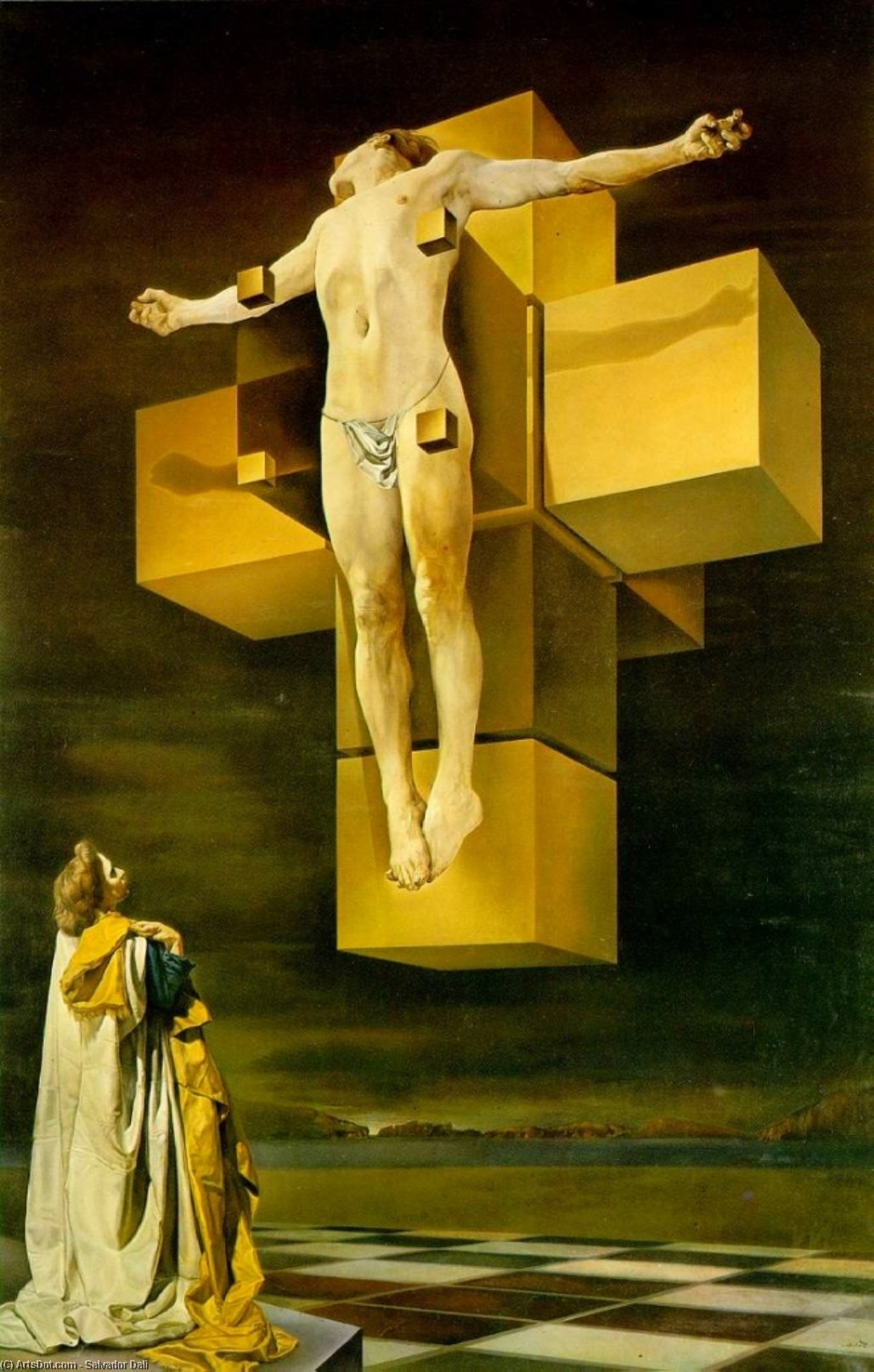 WikiOO.org - Encyclopedia of Fine Arts - Maleri, Artwork Salvador Dali - Crucifixion (Hypercubic Body)