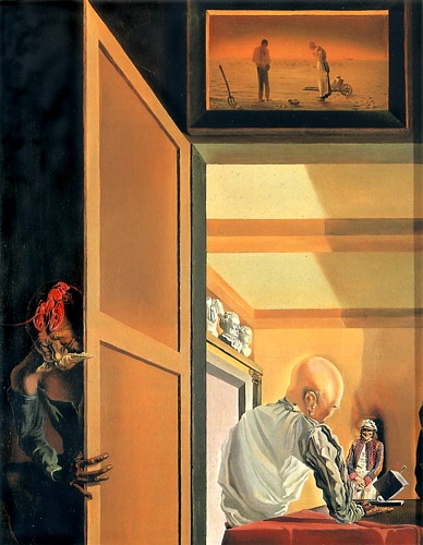 Wikioo.org - The Encyclopedia of Fine Arts - Painting, Artwork by Salvador Dali - Gala and the Angelus of Millet