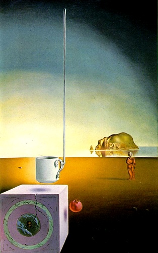 Wikioo.org - The Encyclopedia of Fine Arts - Painting, Artwork by Salvador Dali - Giant Flying Demi-Tasse with Incomprehensible Appendage Five Meters Long