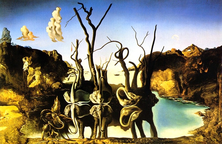Wikioo.org - The Encyclopedia of Fine Arts - Painting, Artwork by Salvador Dali - Swans Reflecting