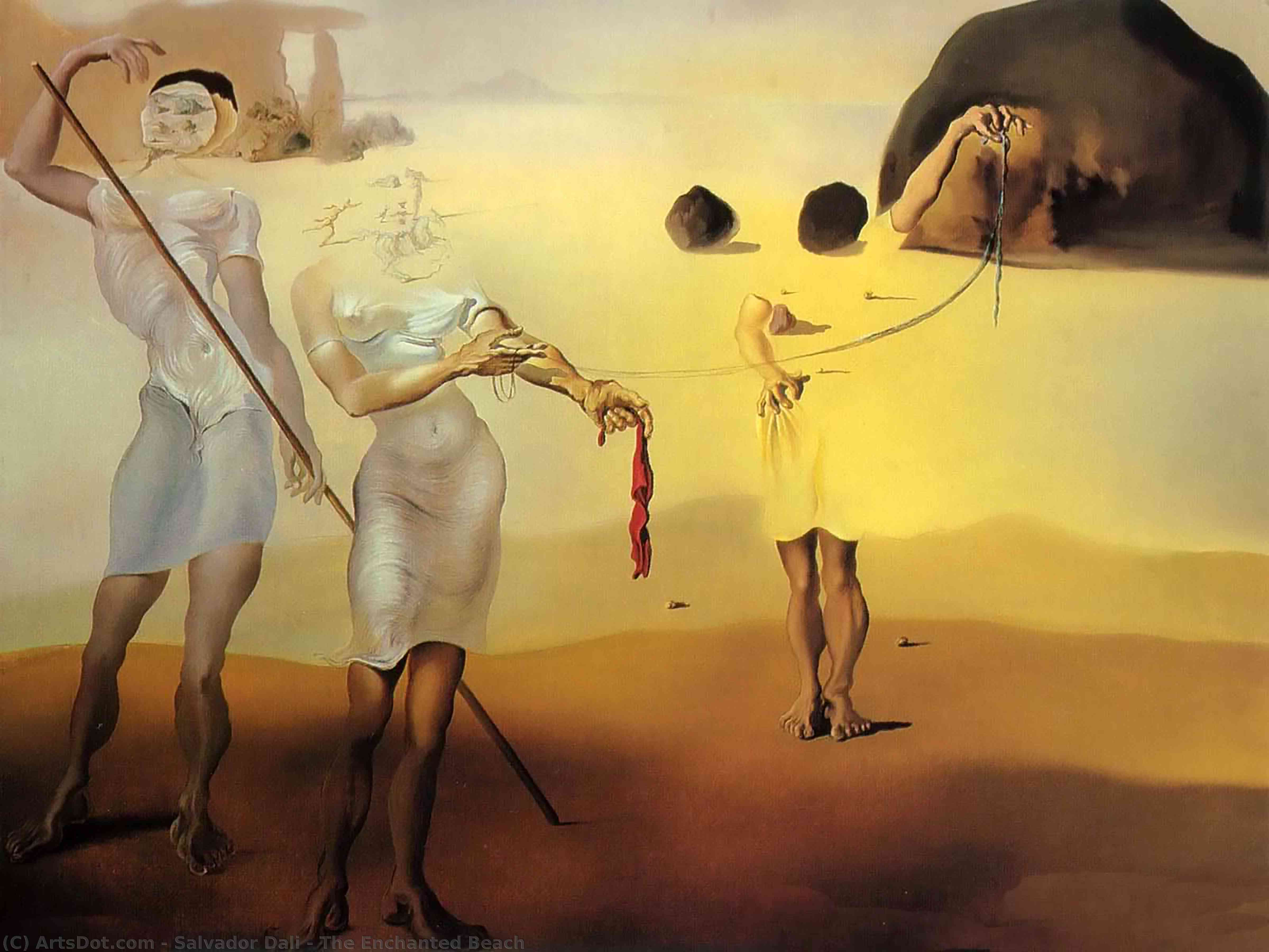 Wikoo.org - موسوعة الفنون الجميلة - اللوحة، العمل الفني Salvador Dali - The Enchanted Beach