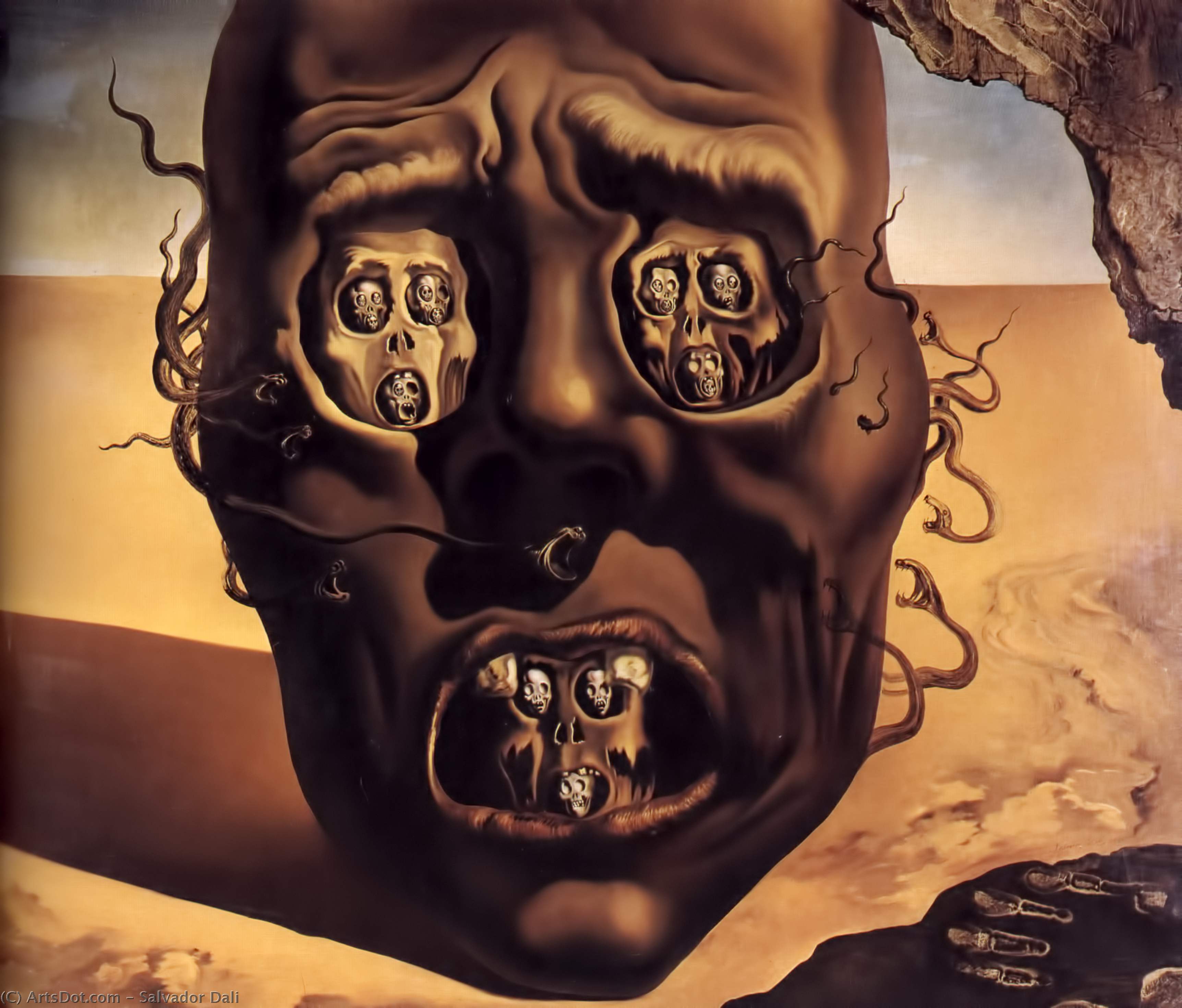 Wikoo.org - موسوعة الفنون الجميلة - اللوحة، العمل الفني Salvador Dali - The Face Of War