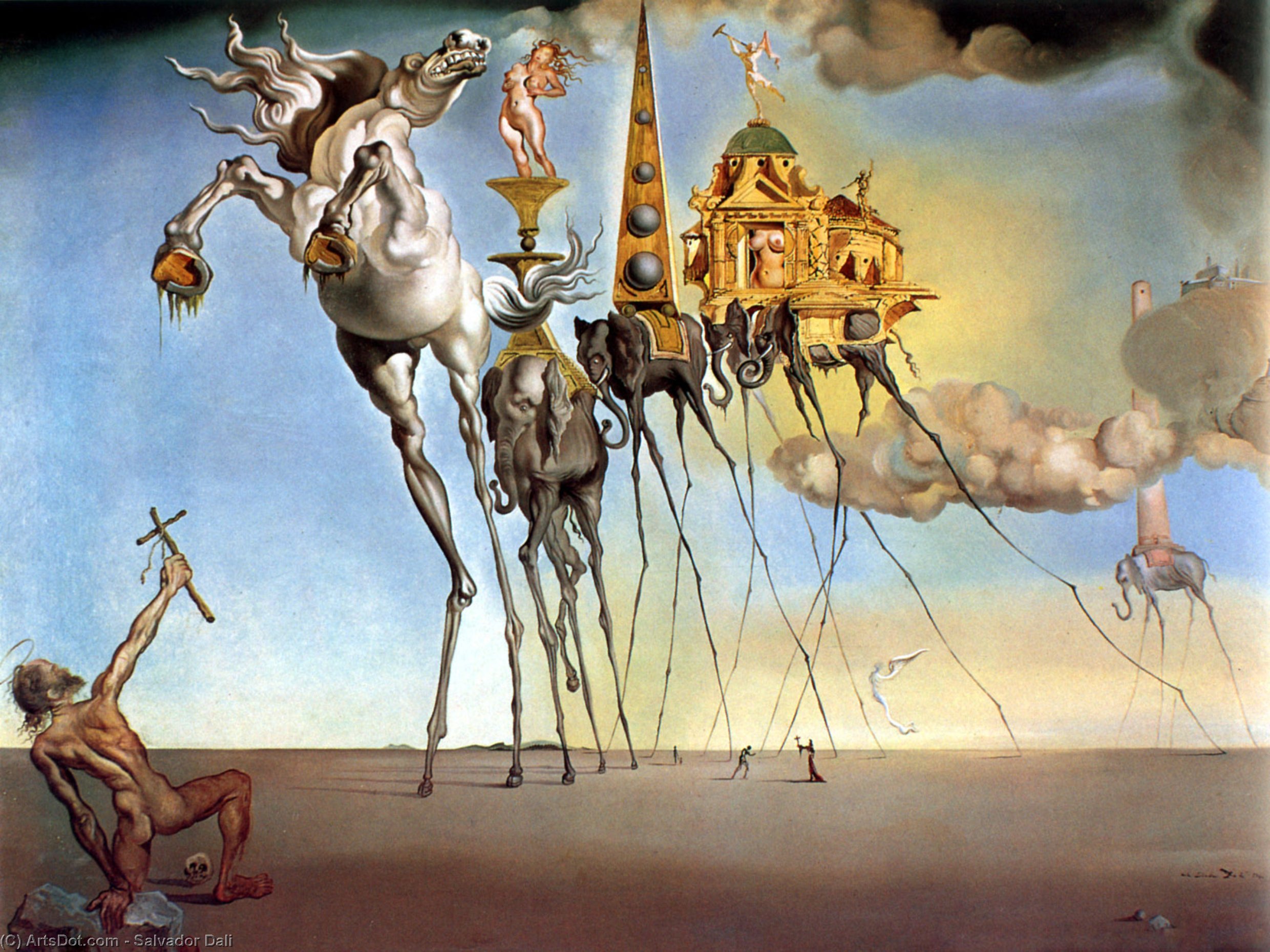 Wikioo.org – La Enciclopedia de las Bellas Artes - Pintura, Obras de arte de Salvador Dali - la tentación de san antonio
