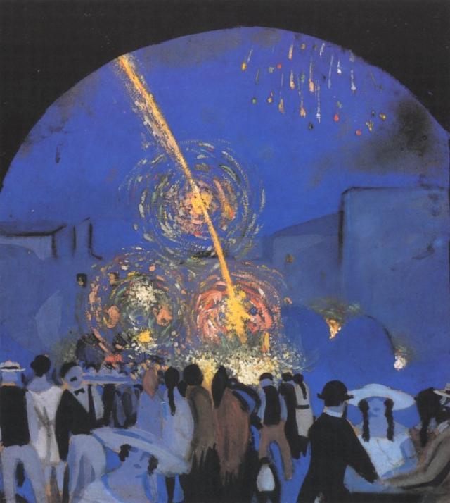 Wikioo.org – La Enciclopedia de las Bellas Artes - Pintura, Obras de arte de Salvador Dali - Fiesta en Figueres 1914-16
