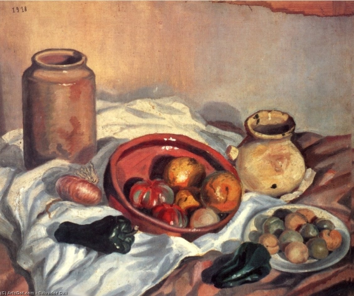 WikiOO.org - Encyclopedia of Fine Arts - Festés, Grafika Salvador Dali - Still Life, 1918