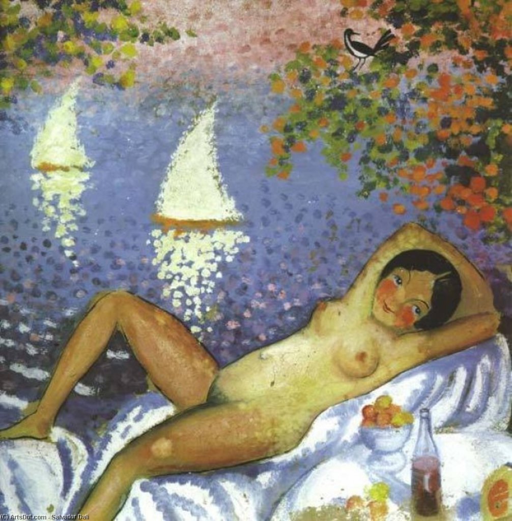 Wikioo.org - The Encyclopedia of Fine Arts - Painting, Artwork by Salvador Dali - Nude in a Landscape, circa 1923