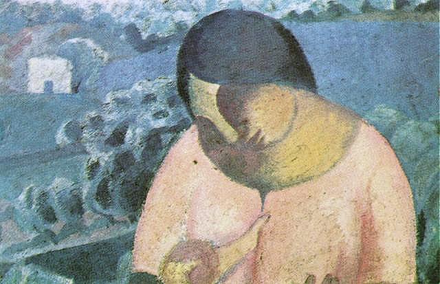 Wikioo.org - The Encyclopedia of Fine Arts - Painting, Artwork by Salvador Dali - Woman Nursing Her Son (Mujer amamantando a su hijo), 1923
