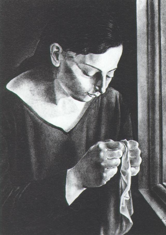 WikiOO.org - Güzel Sanatlar Ansiklopedisi - Resim, Resimler Salvador Dali - Ana Maria, Sewing, 1926