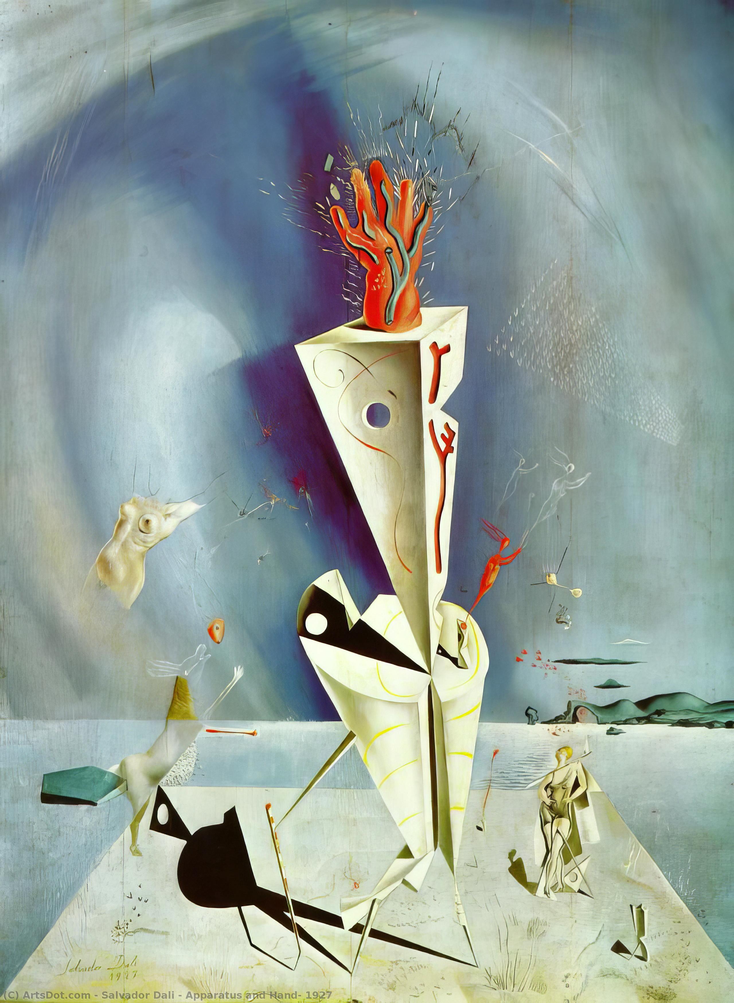 Wikoo.org - موسوعة الفنون الجميلة - اللوحة، العمل الفني Salvador Dali - Apparatus and Hand, 1927
