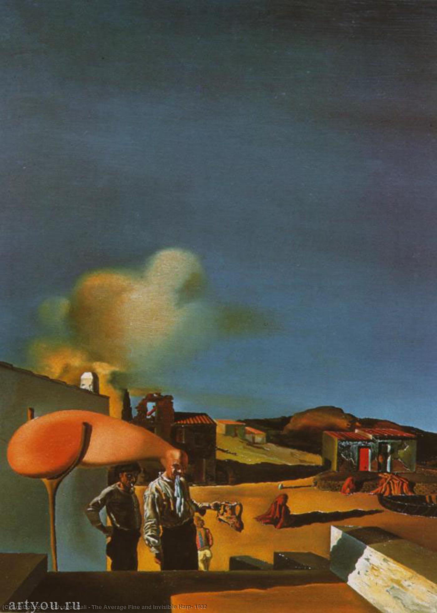 Wikoo.org - موسوعة الفنون الجميلة - اللوحة، العمل الفني Salvador Dali - The Average Fine and Invisible Harp, 1932